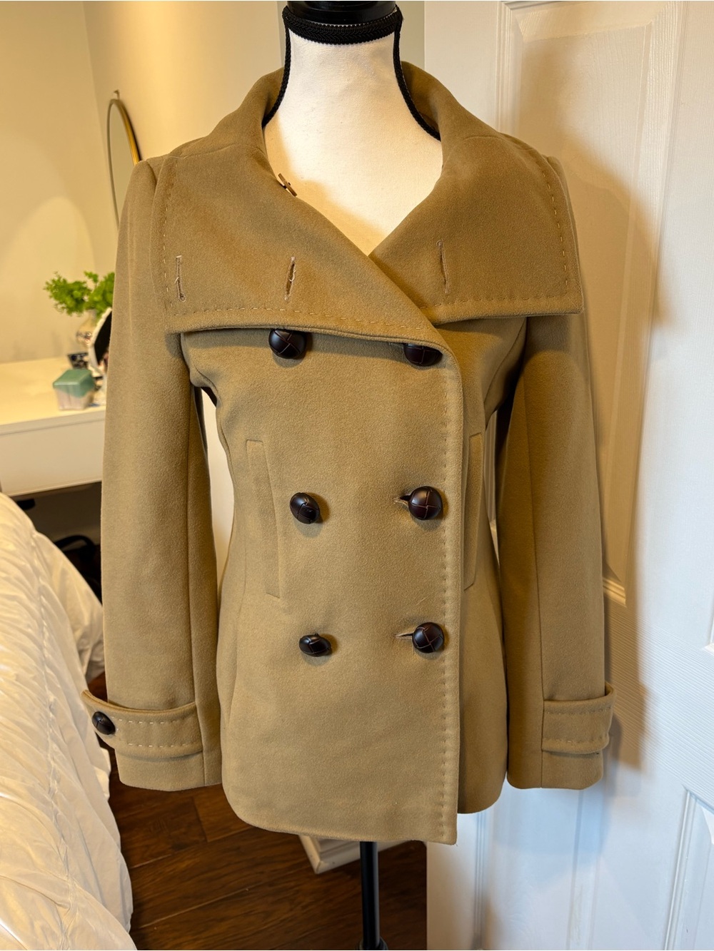 Babaton Aritzia Wool Cashmere Camel Peacoat Jacket XS